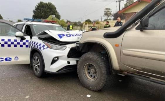 Police vehicle rammed